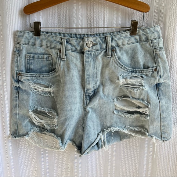refuge Pants - Refuge‎ Womens Denim Jean Cutoff Chelsea High Rise Destructed Junior Size 9